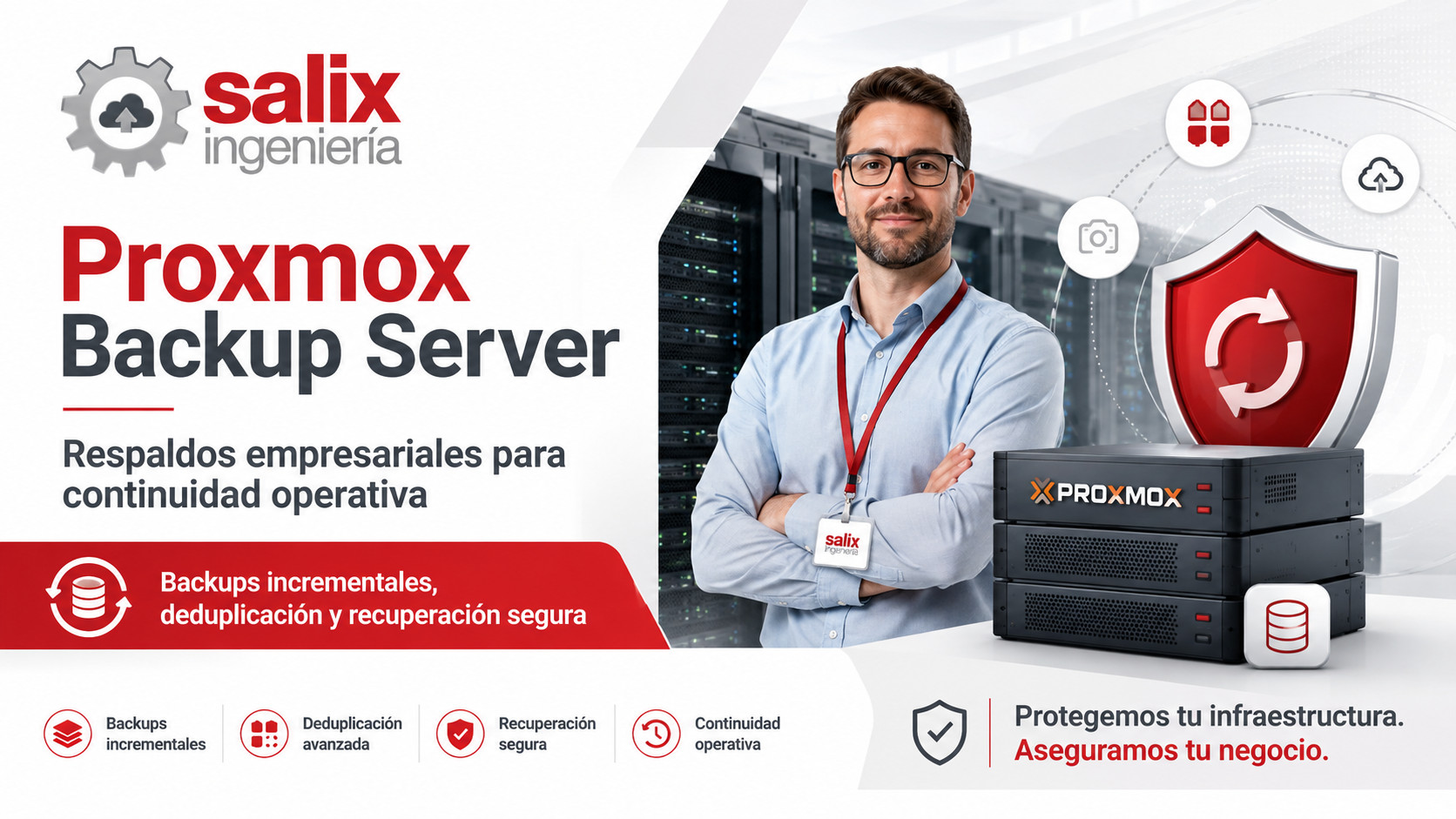 Proxmox Backup Server para respaldos empresariales, virtualización Proxmox VE y continuidad operativa.